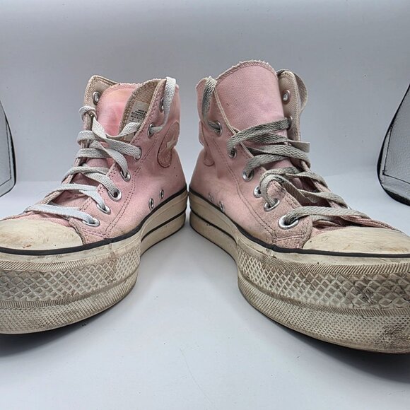 Converse All Star High Top Womens Size 7 Pink Lace Up Platform Sneakers Casual - Picture 3 of 13
